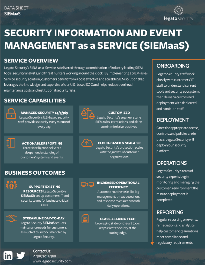 Legato Security SIEMaaS Data Sheet